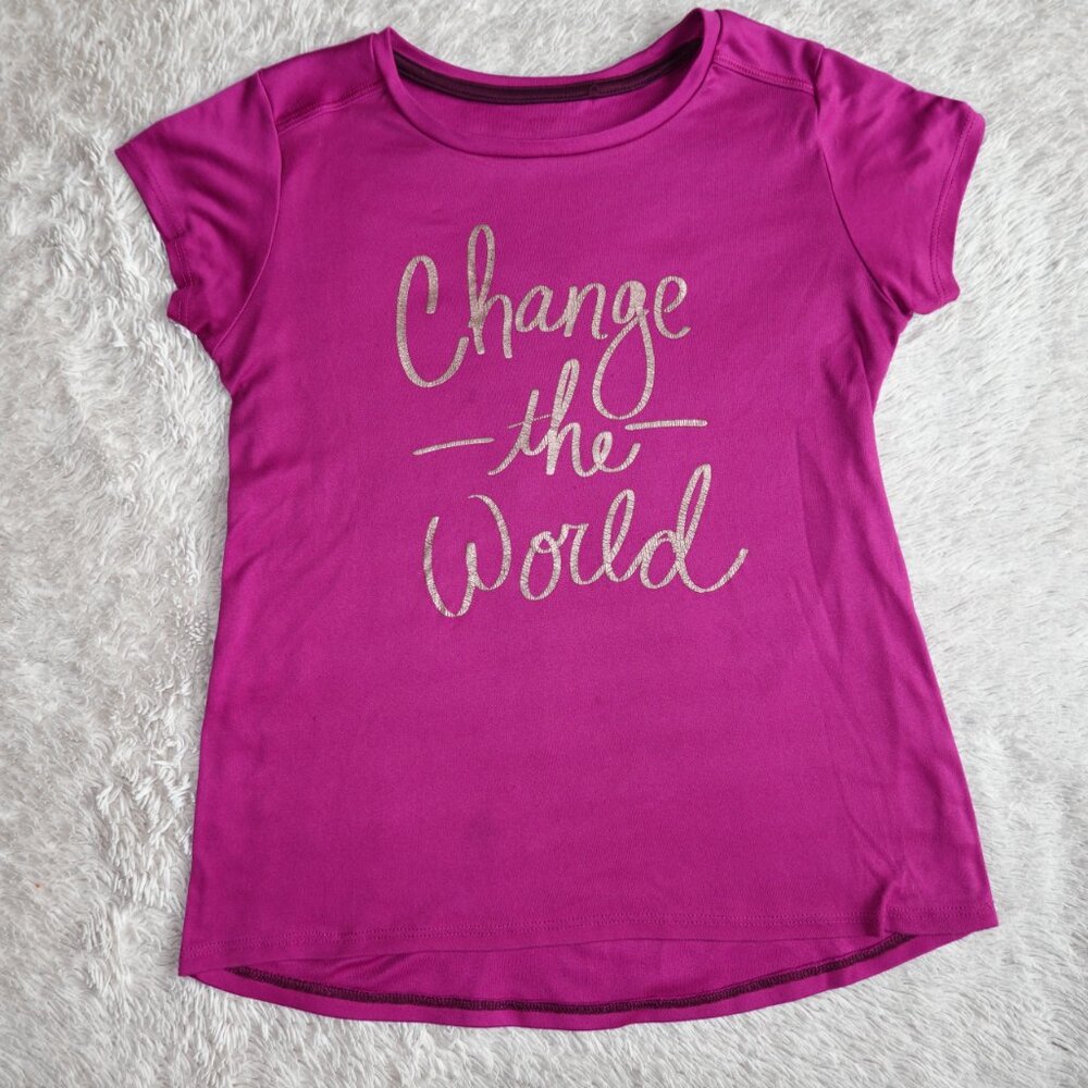 Girls Size Medium 7/8 "Change The World" SOFT Short Sleeve T-Shirt